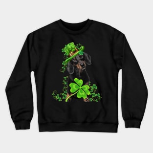 Lucky Black Dachshund Shamrock St Patrick's Day Crewneck Sweatshirt